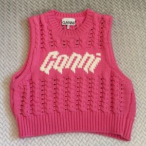 Ganni pink cable knit vest
